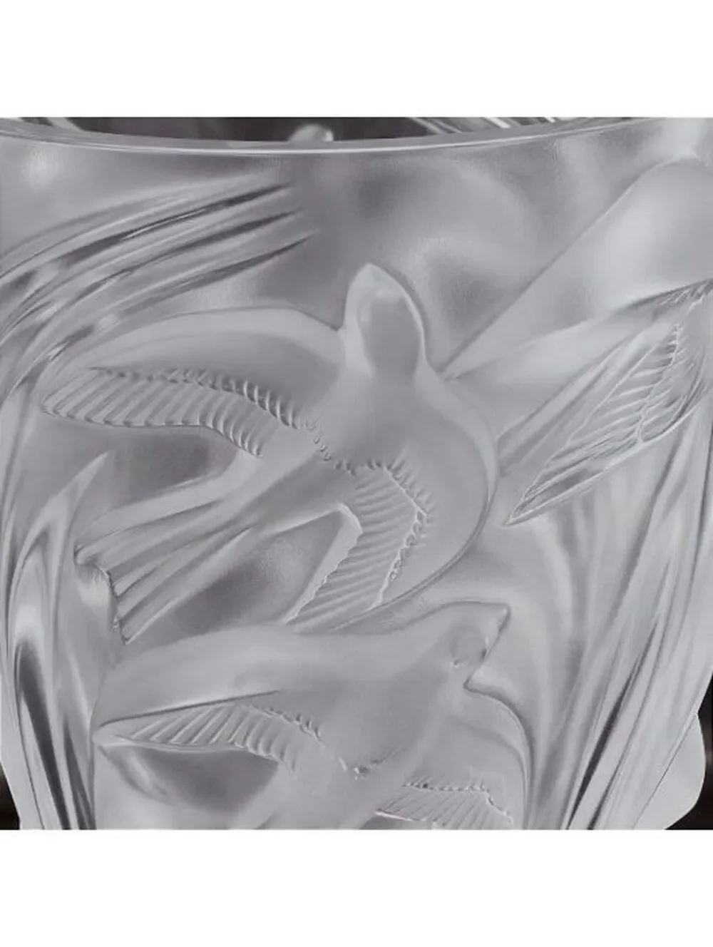 Vintage Large Lalique Martinets Large Frosted Crystal Swallows Vase France - 10